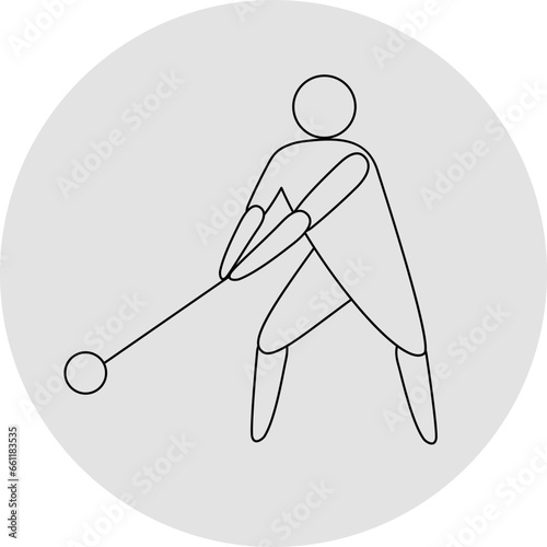 Hammer throw competition icon. Sport sign. Line art.