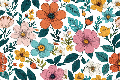 seamless floral pattern with colorful flower seamless floral pattern with colorful flower floral pattern with hand drawn colorful flowers