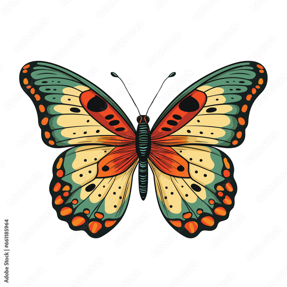 Hand Drawn Flat Color Butterfly Illustration
