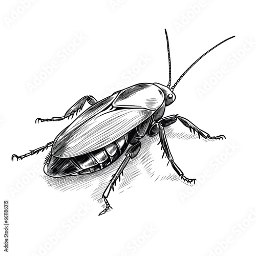 Hand Drawn Sketch Cockroach Insect Illustration