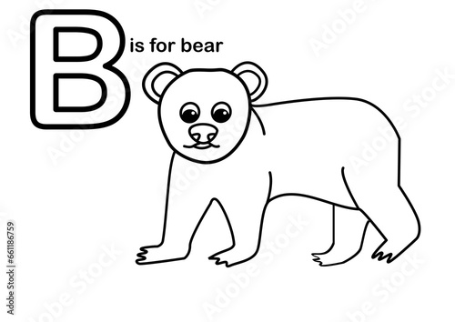Bear school coloring alphabet worksheet