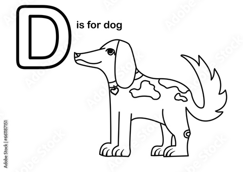 Dog school coloring alphabet worksheet
