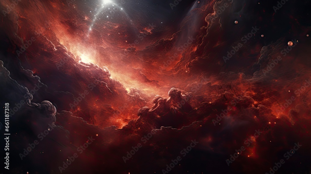 Fototapeta premium Space red nebula
