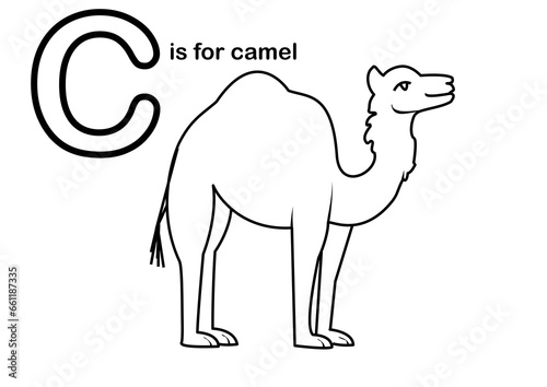 Camel school coloring alphabet worksheet