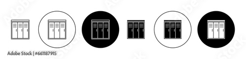 School personal locker vector icon set. Room storage icon for ui designs.
