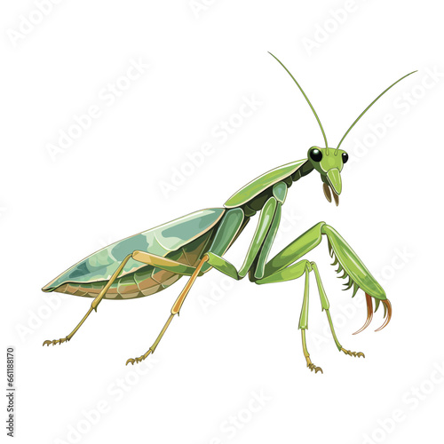 Hand Drawn Flat Color Praying Mantis Illustration