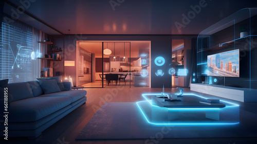 Modern living room, smart home concept  © Hung
