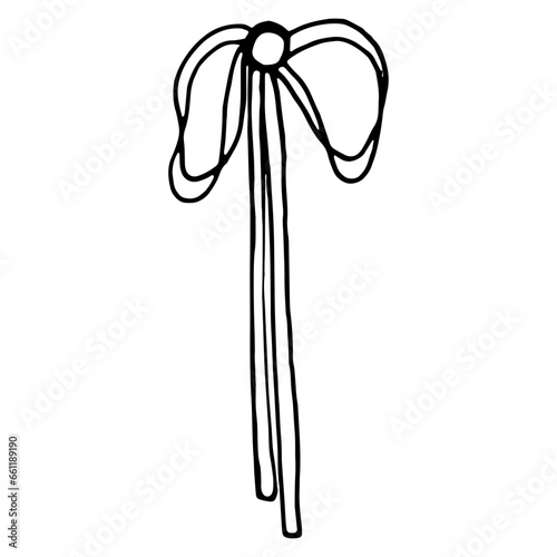 Vector bow in doodle style linear black isolated