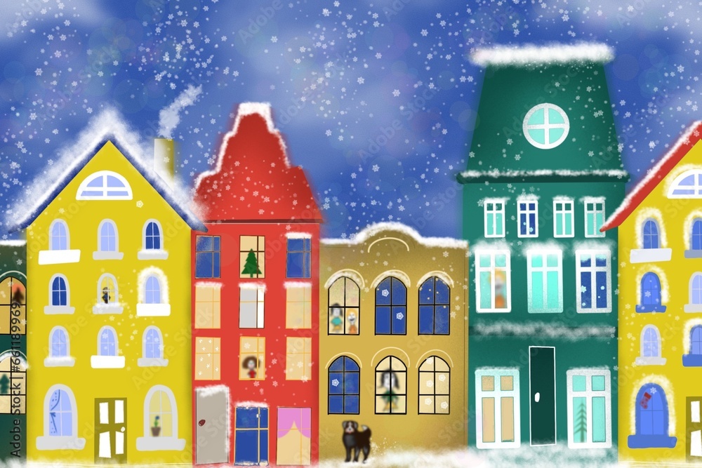new Year's illustration of the snow house