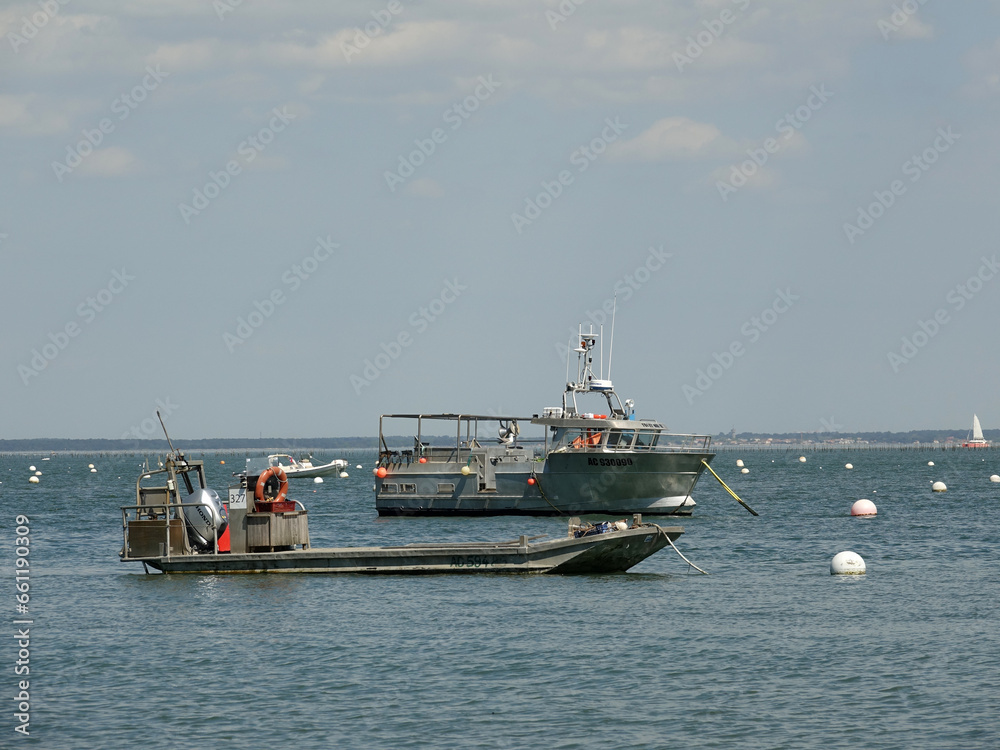 Fototapeta premium bateau ostréicole à fond plat