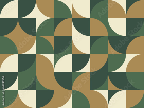 Decorative geometric shape composition seamless pattern design in the Bauhause style. Vector illustration