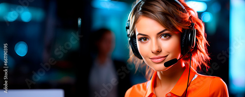 Portrait of female customer support executive photo