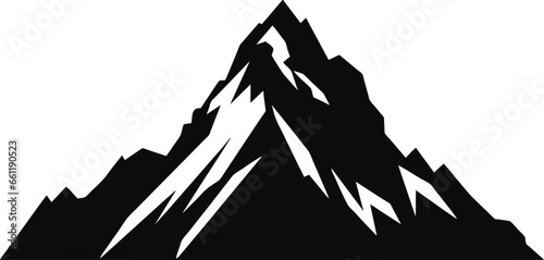 Mountain silhouette. Rocky mountain icon or logo. Vector illustration.