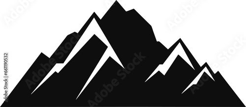 Mountain silhouette. Rocky mountain icon or logo. Vector illustration.