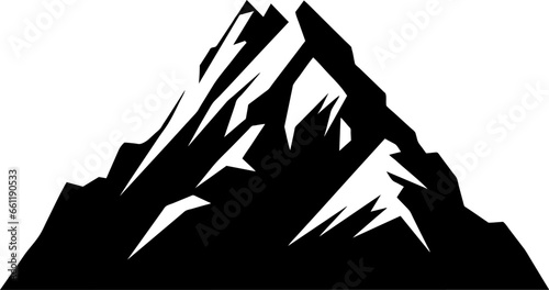 Mountain silhouette. Rocky mountain icon or logo. Vector illustration.