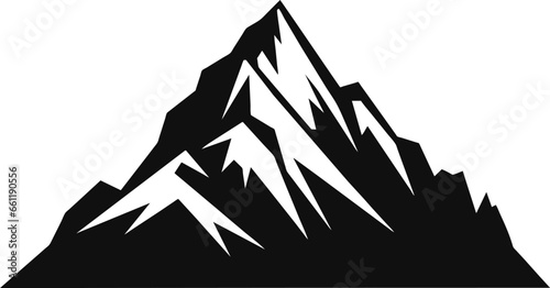 Monochrome illustrations with a mountains on a white background.