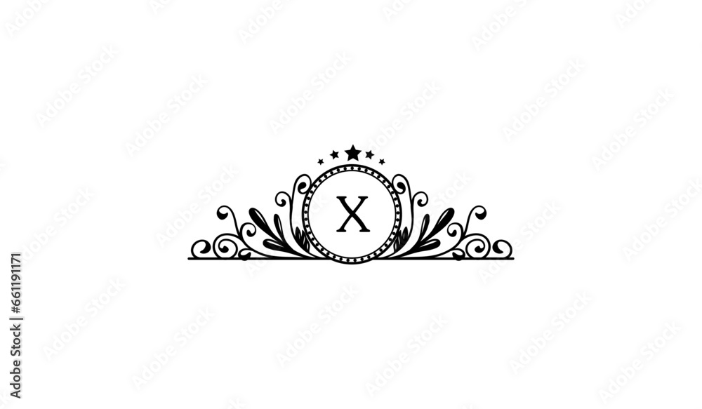 Naklejka premium Vintage and luxury logo template X