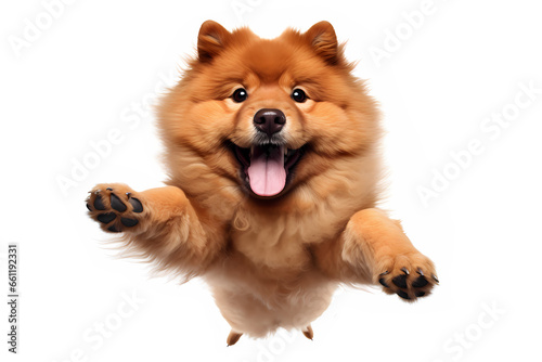 Chow Chow Jumping on White Background  © Jason