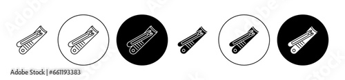 Clippers vector icon set. Nail scissors sign in black filled and outlined style.