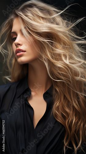 Fotografia sensual portrait of a blonde with flying hair