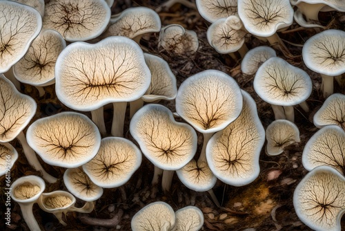 Porcelain fungi (Oudemansiella mucida), underside, Hesse