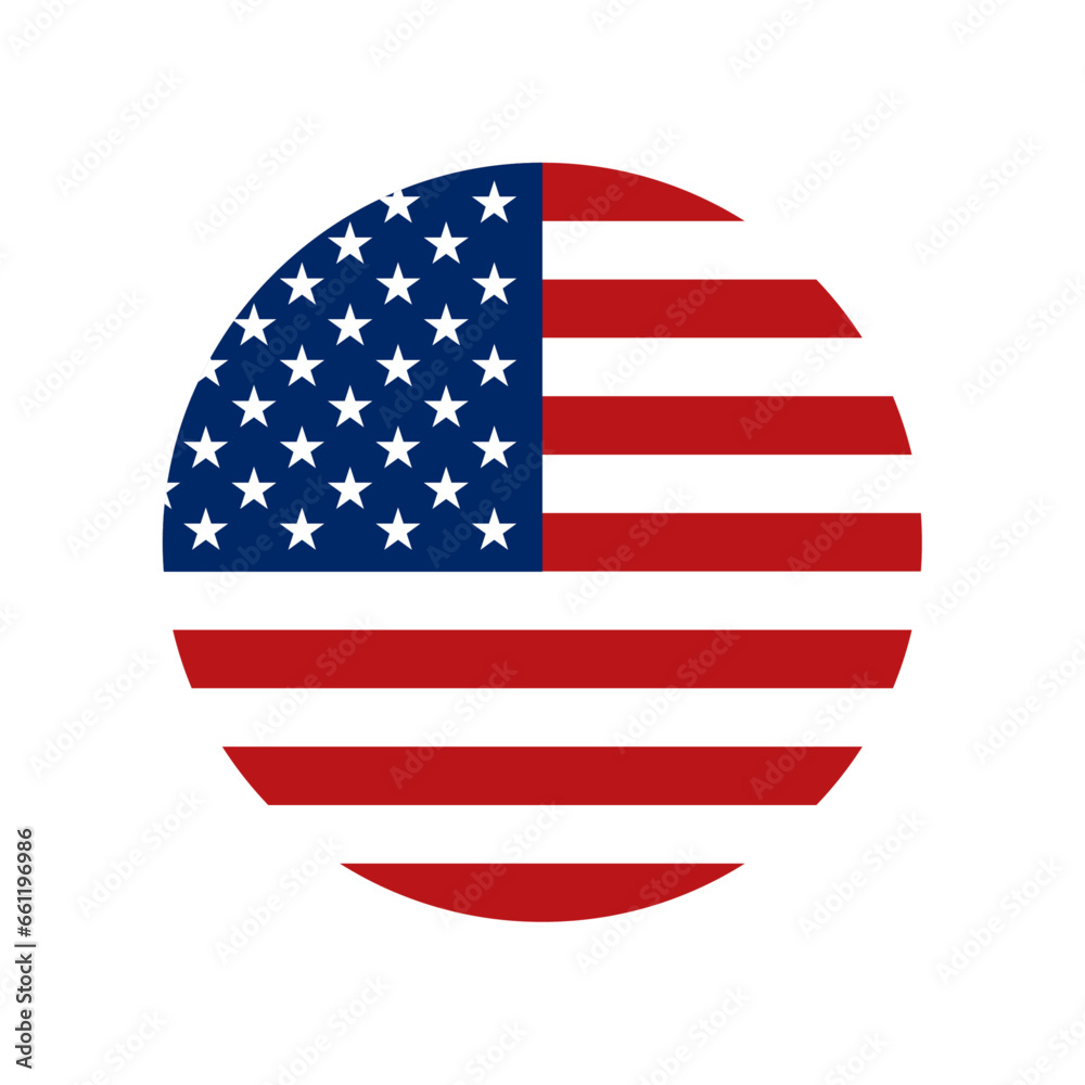 USA flag round icon