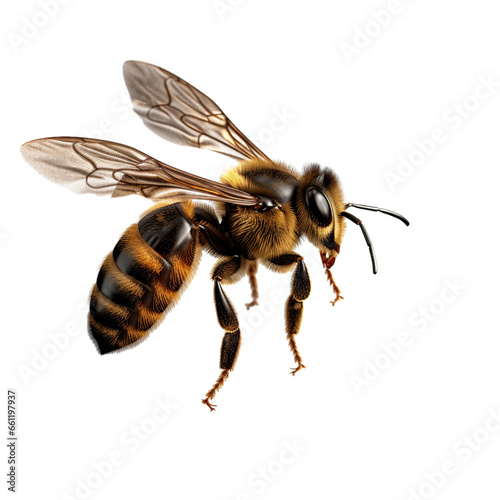 a stunning bee is flying, isolated on transparent background, macro, incredible pollinator © © Raymond Orton