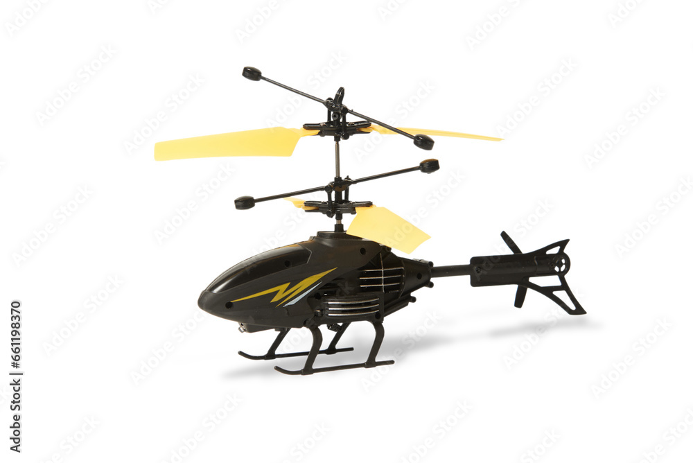 Radio controlled helicopter on white background Radio controlled helicopter on white background