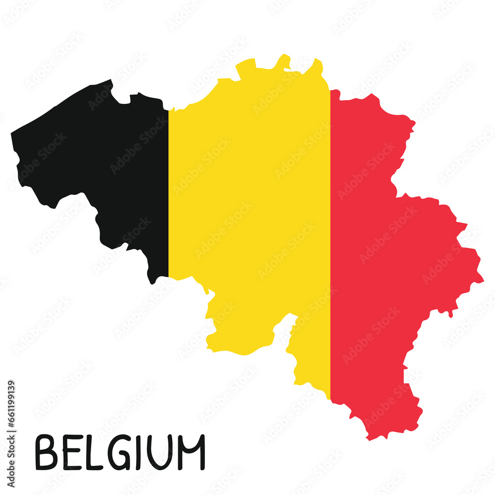 Belgium National Flag Shaped as Country Map Belgium National Flag Shaped as Country Map