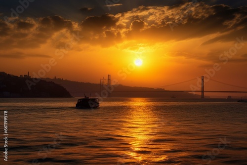 Captivating sunrise over the Bosphorus. Generative AI © Amaryllis
