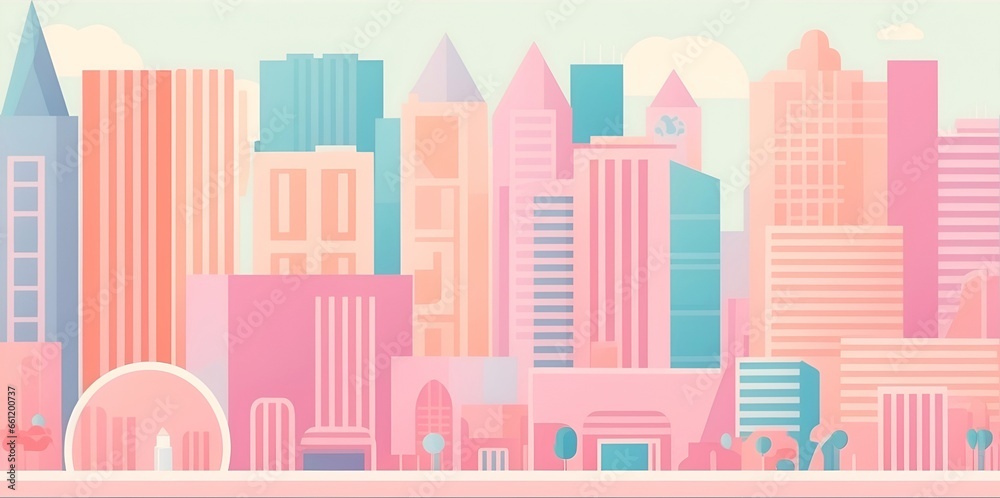 Cartoon cityscape. AI generated illustration