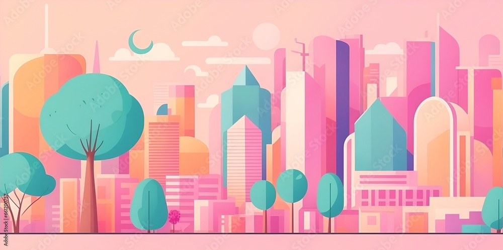 Obraz premium Cartoon cityscape. AI generated illustration
