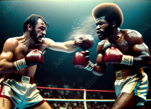 Vintage Boxing Match: 60s and 70s Colors - AI Artwork © Uolir