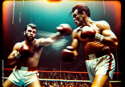 Vintage Boxing Match: 60s and 70s Colors - AI Artwork © Uolir