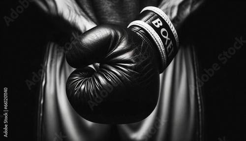 Stylish Graphic Black and White Boxing Photo with AI-Generated Combat Readiness