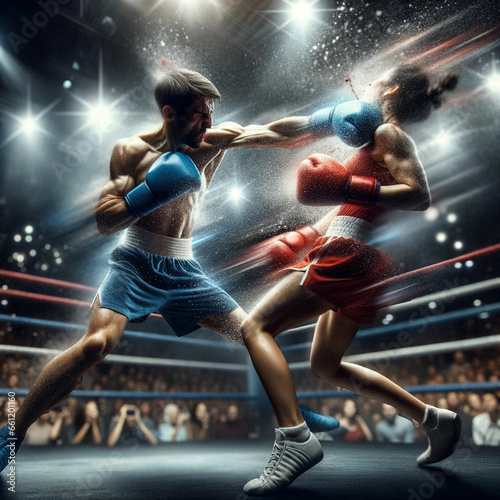 AI-Generated Color Image of a Knockout Boxing Punch