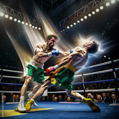 AI-Generated Color Image of a Knockout Boxing Punch
