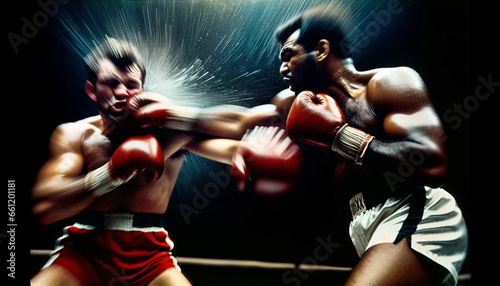 Vintage Boxing Match: 60s and 70s Colors - AI Artwork photo