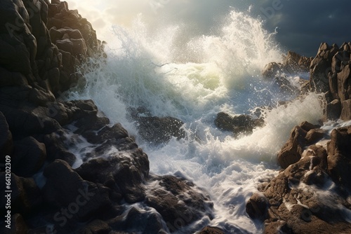 waves on the rocks, Generative AI © Nino58