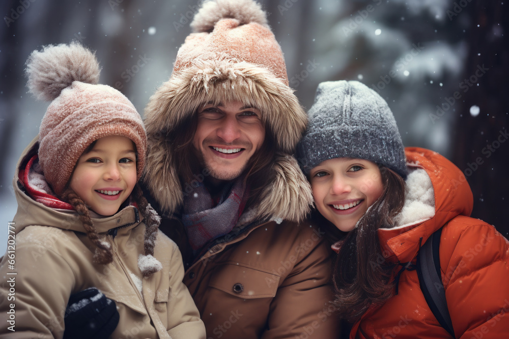 happy family on winter holidays