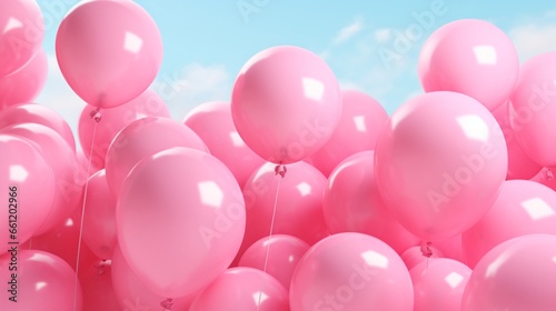 Pink balloons and a pink background.3D representation