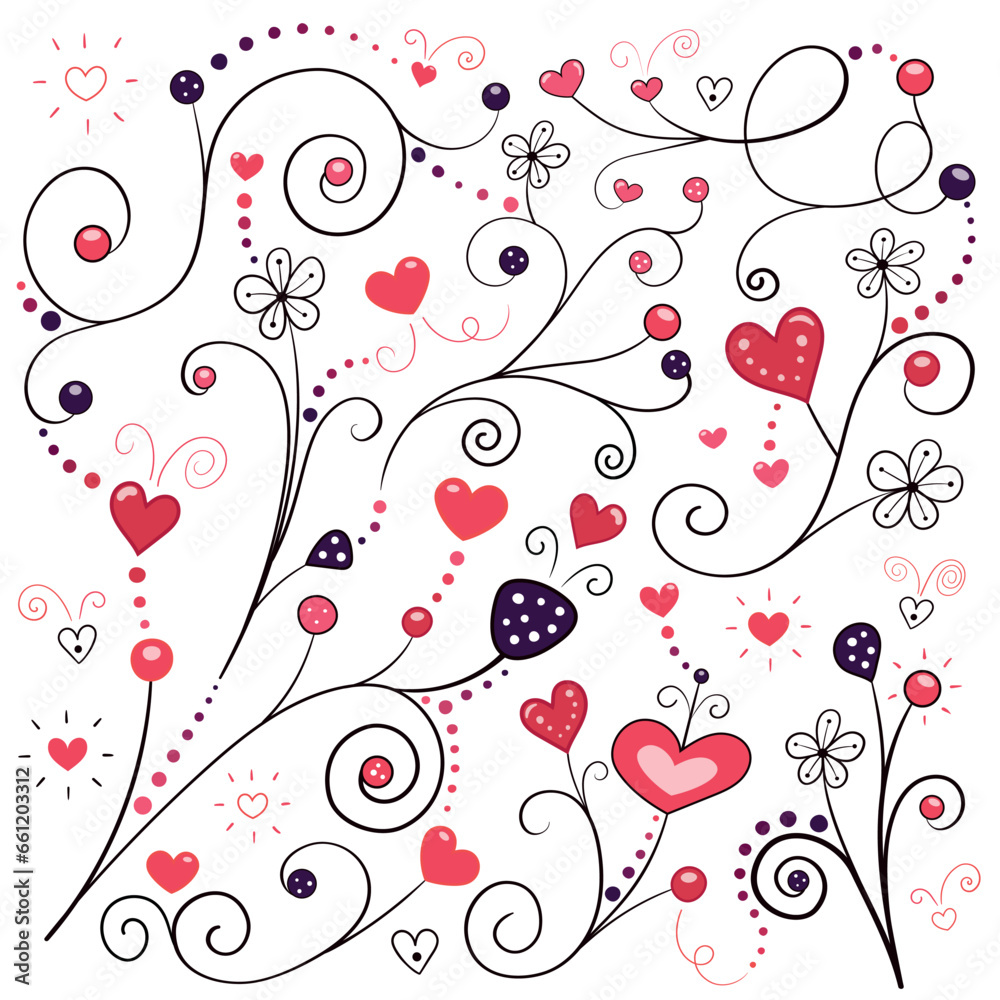 Growing Hearts Vector Illustration. Love Pattern 