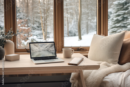 home office on winter photo