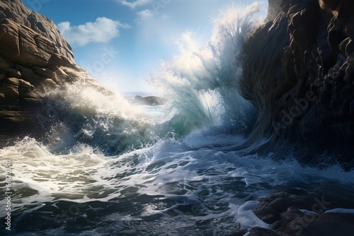waves and rocks, Generative AI