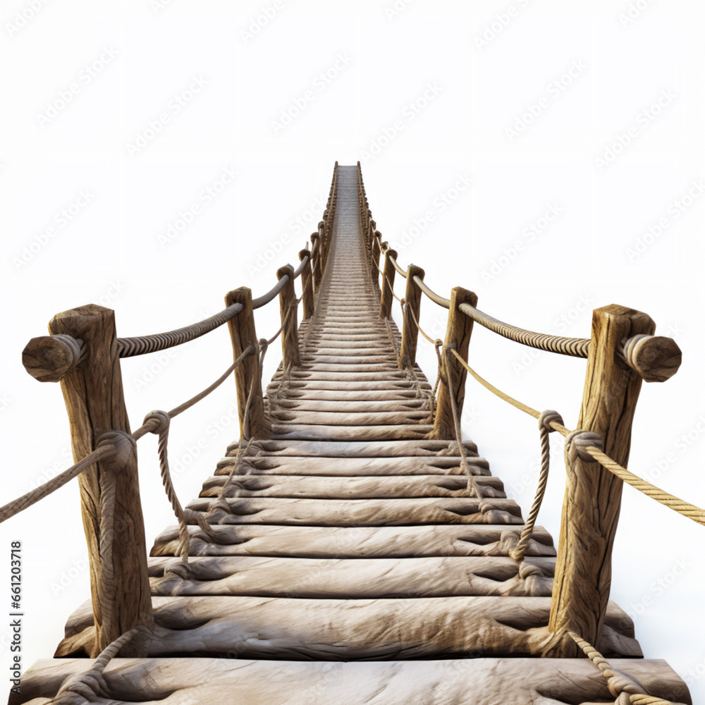 Obraz premium rope bridge isolated on white background, AI Generative.