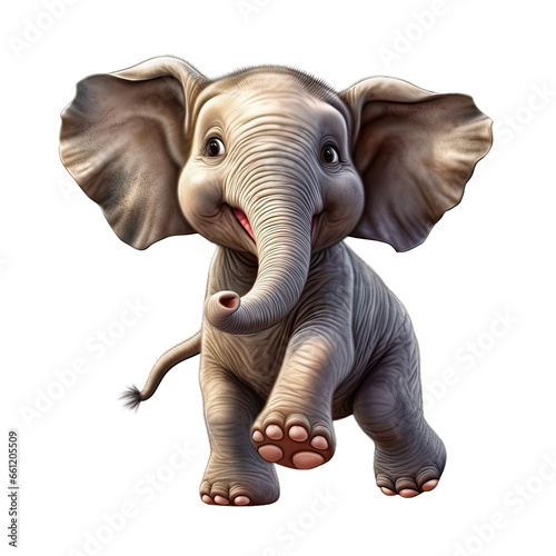 cute joyful baby elephant on a transparent background