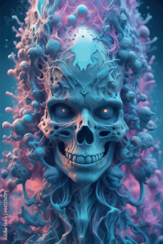 digital painting of a human skull. 3d illustration. digital painting of a human skull. 3d illustration. digital painting of a skull with a glowing waves