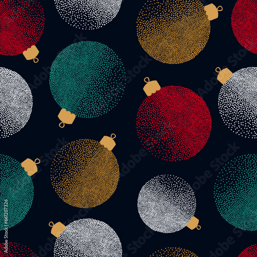 Christmas balls seamless pattern. Holiday background, wrapping paper or fabric design