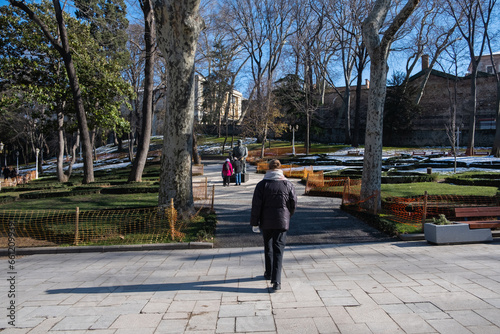 Winter photos of Gulhane Park (İBB Gülhane Korusu) in Istanbul, Turkey photo