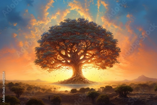 Fotografia a timeless and serene symbol: the tree of life. Generative AI